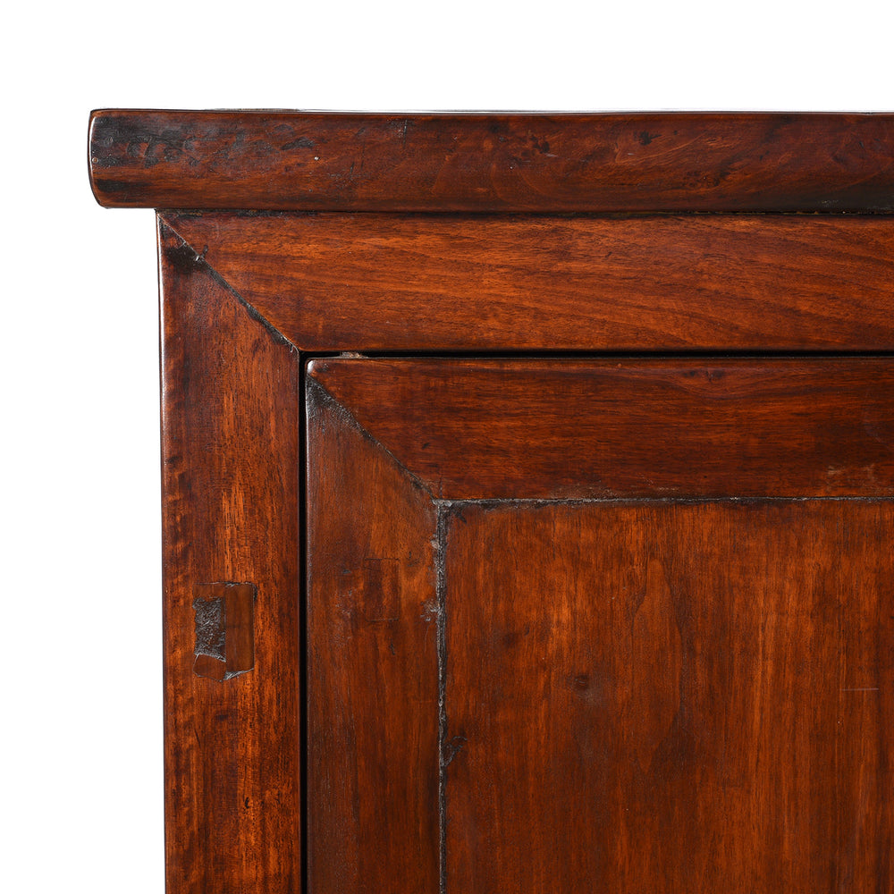 Corner View Of Walnut Chinese Cabinet From Gansu - 19thC | Indigo Antiques