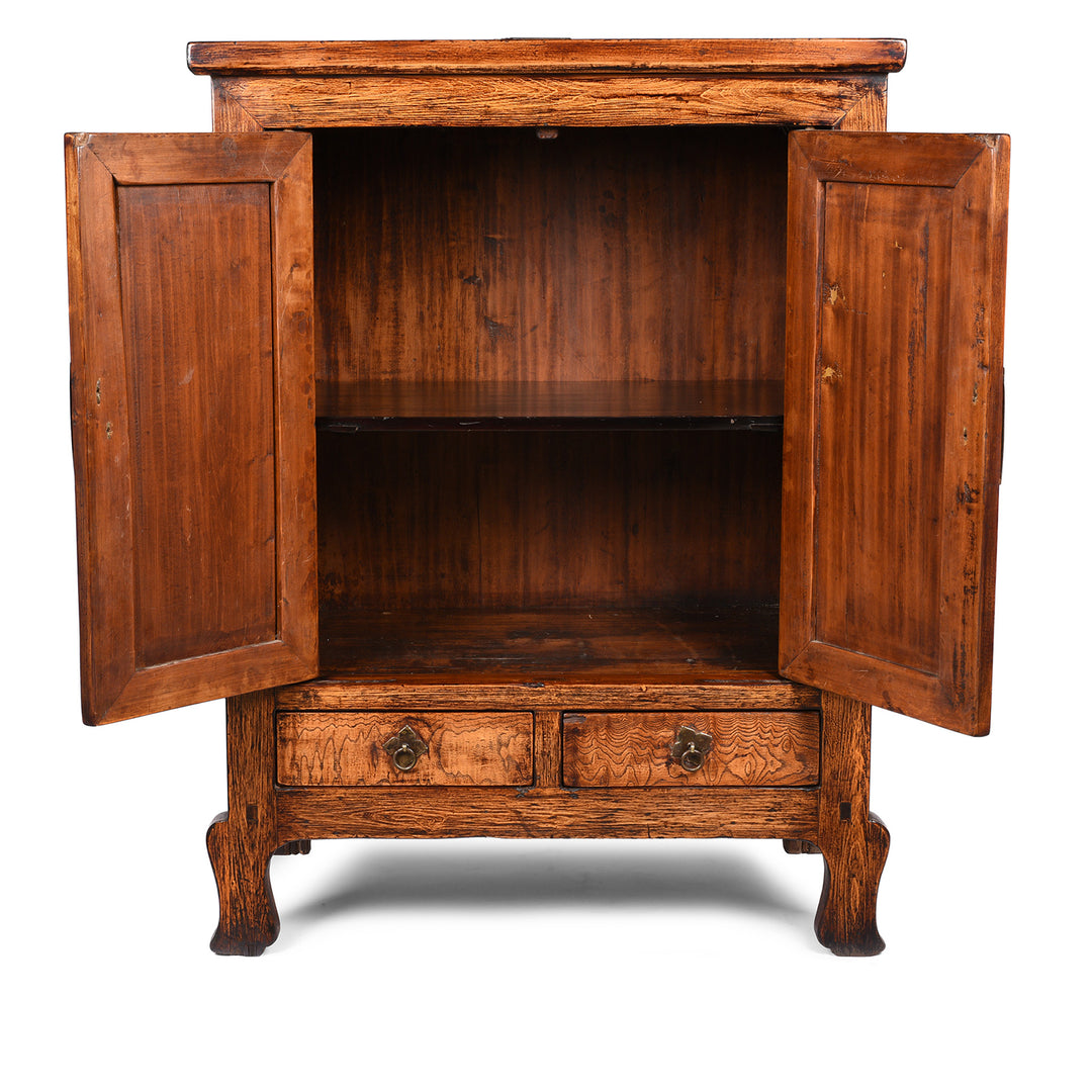 Open Doors View Of Mulberry Chinese Cabinet From Gansu - 19thC | Indigo Antiques