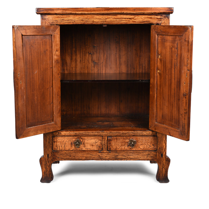 Open Doors View Of Mulberry Chinese Cabinet From Gansu - 19thC | Indigo Antiques