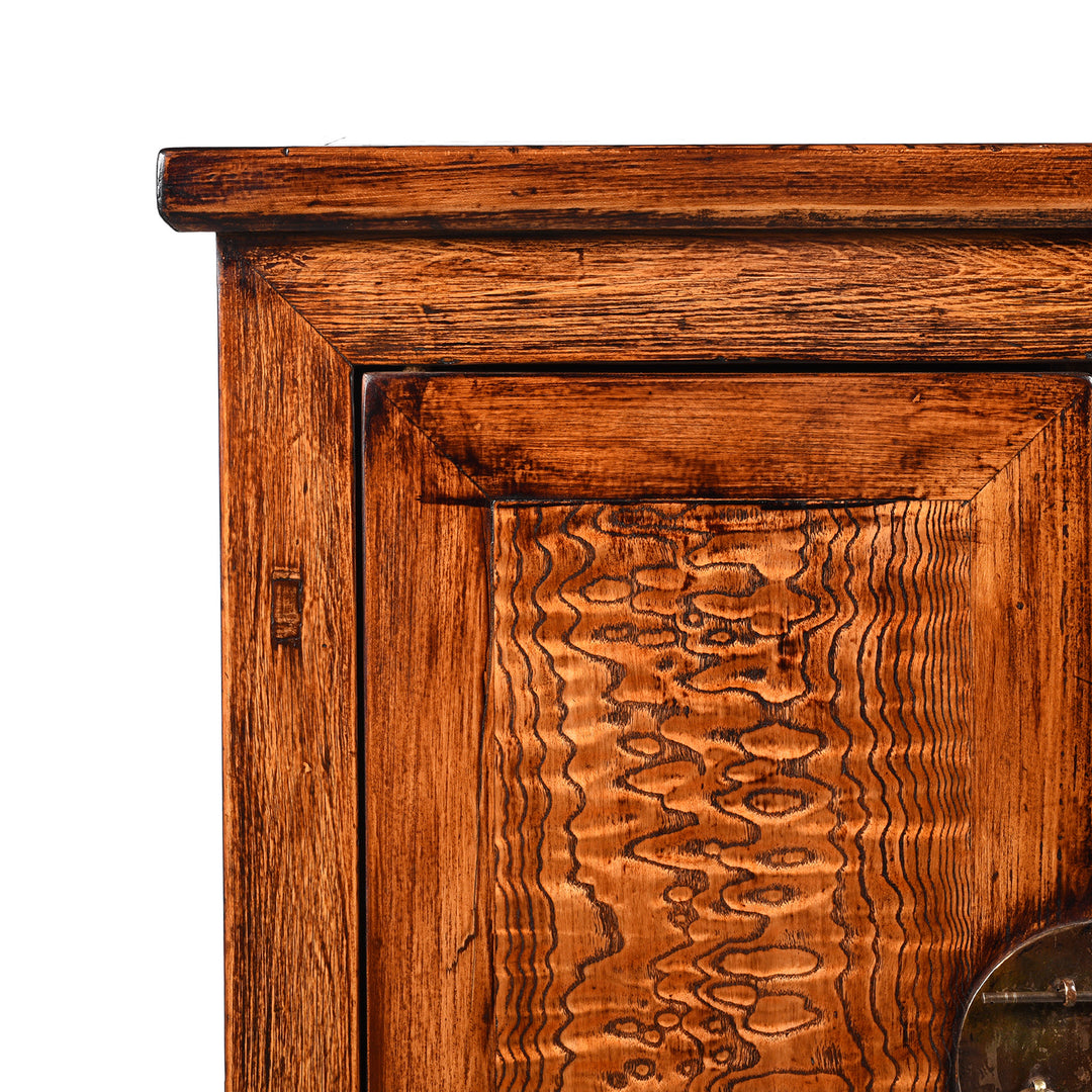 Corner Detail From Mulberry Chinese Cabinet From Gansu - 19thC | Indigo Antiques