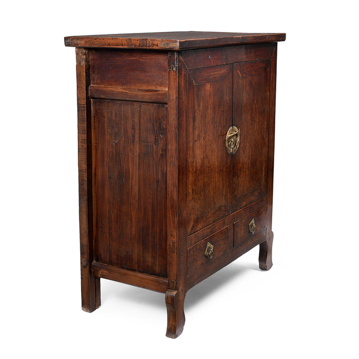Angled View Of Walnut Chinese Cabinet From Gansu - 19thC | Indigo Antiques