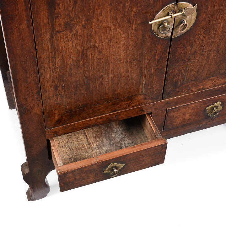 Drawer Detail From Walnut Chinese Cabinet From Gansu - 19thC | Indigo Antiques