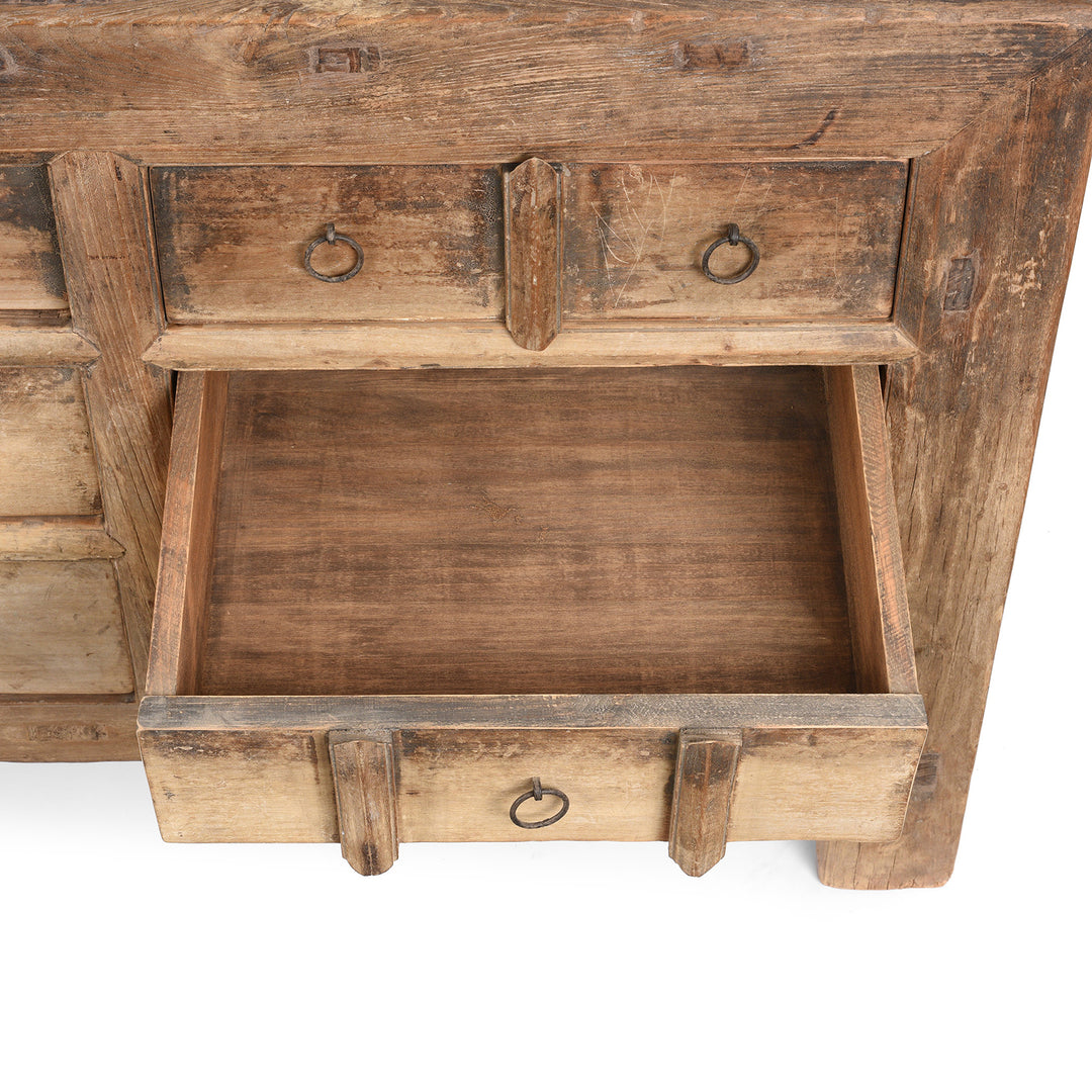 Drawer Detail From Antique Elm Chest Of Drawers From Gansu - 19th Century | Indigo Antiques