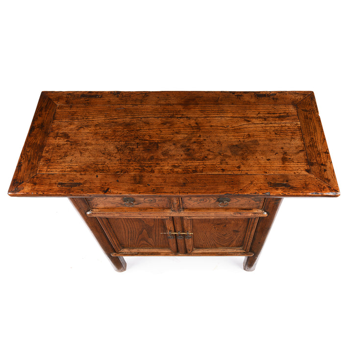 Top Down View Of Antique 2 Drawer Cabinet From Gansu Province - 19thC | Indigo Antiques