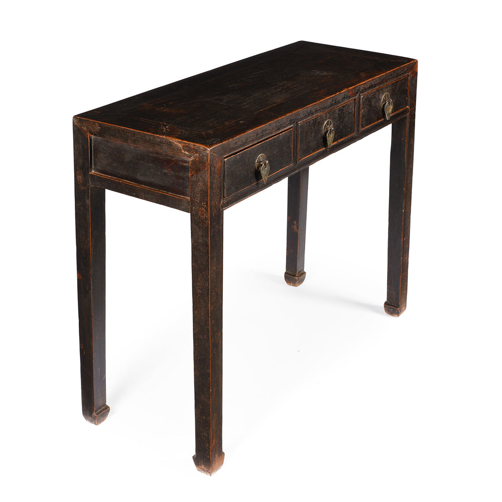 Side detail Antique Chinese Black Lacquer Console Table, Ming Style - Late 19thC | Indigo Antiques