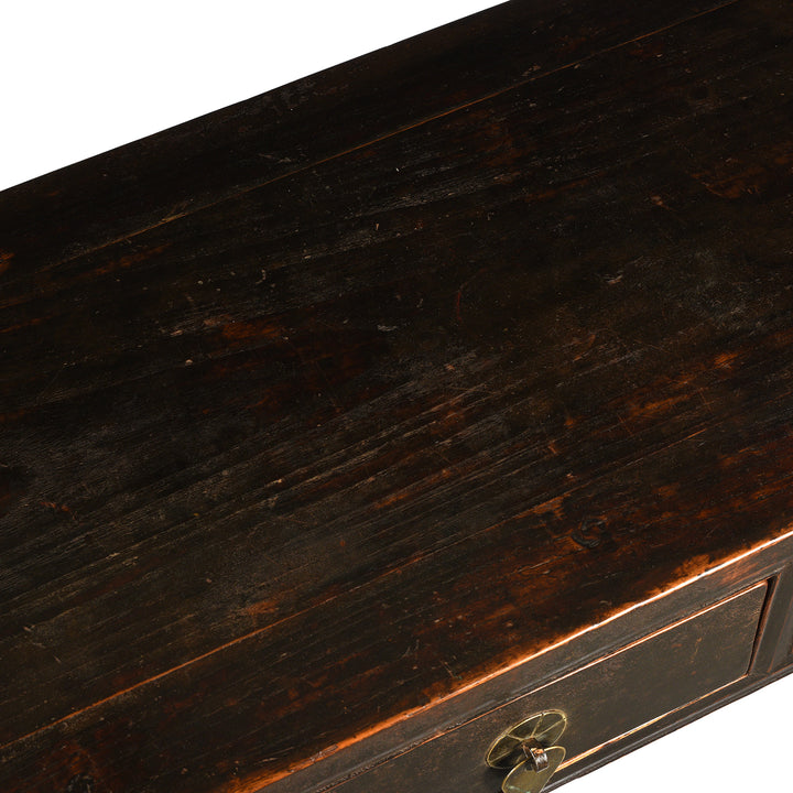 Top detail Antique Chinese Black Lacquer Console Table, Ming Style - Late 19thC | Indigo Antiques