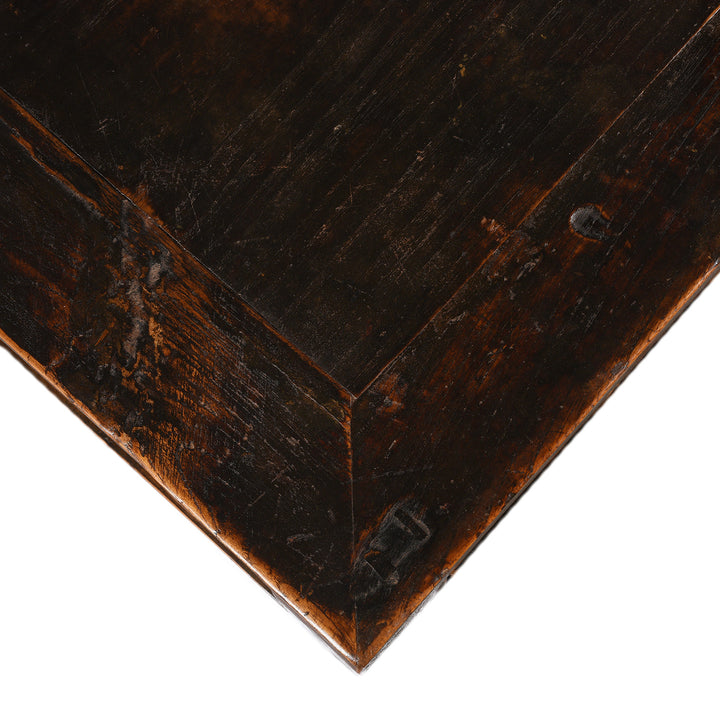 Top detail Antique Chinese Black Lacquer Console Table, Ming Style - Late 19thC | Indigo Antiques