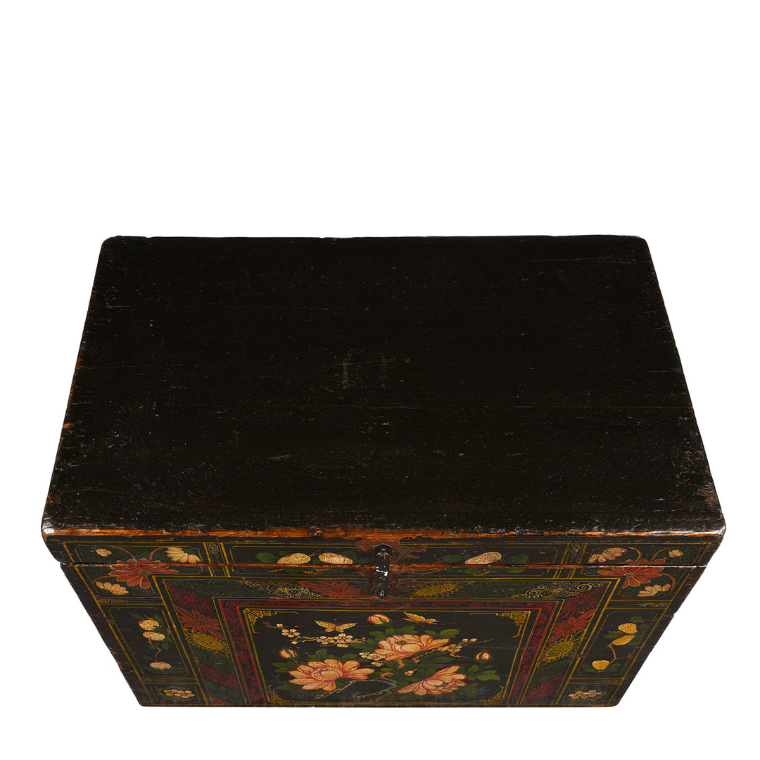 Top Down View Of Antique Painted Elm Opera Chest From Shanxi - 19th Century | Indigo Antiques
