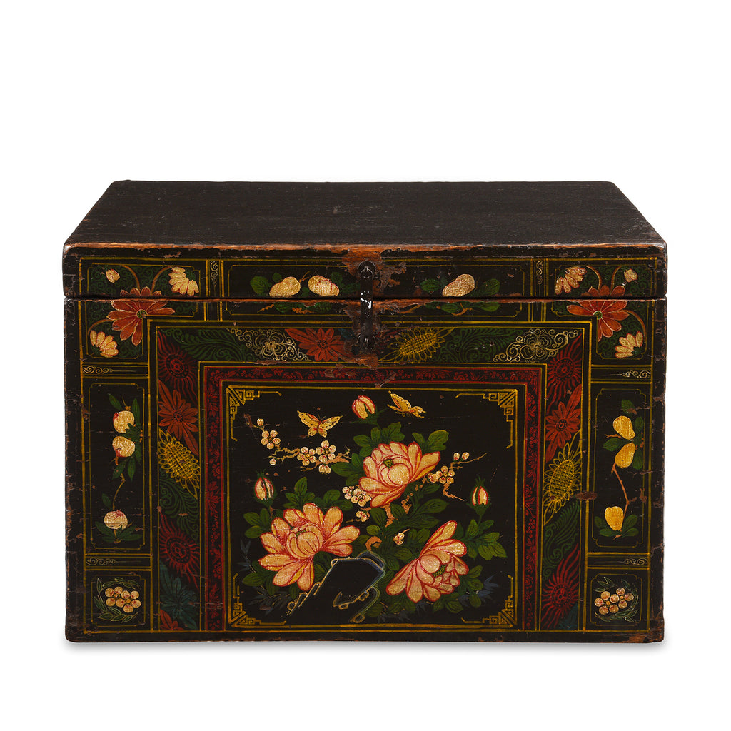 Painted Elm Opera Chest From Shanxi - 19th Century