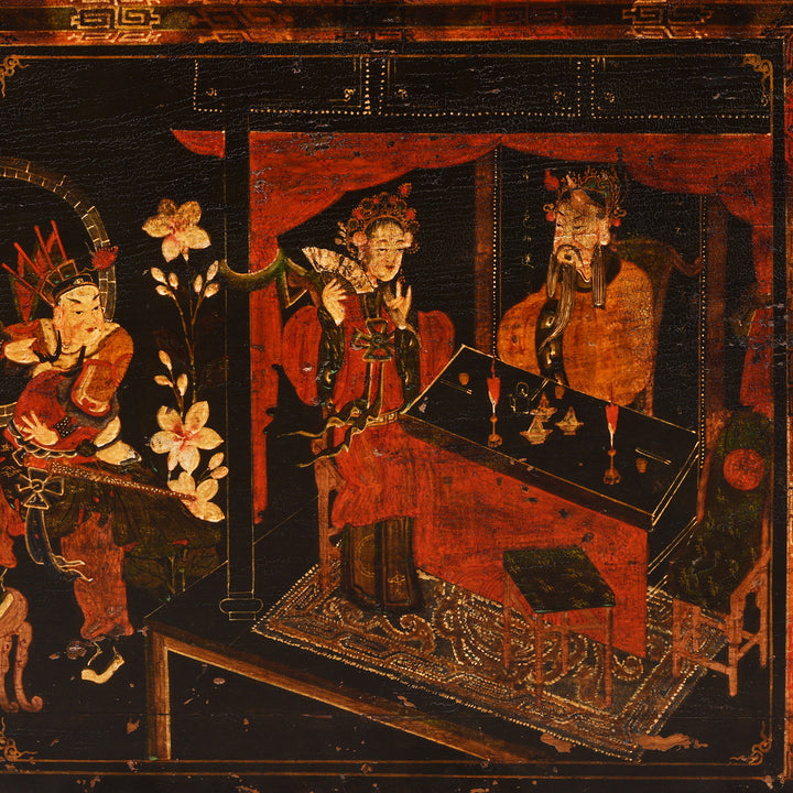 Paintwork Detail From Antique Painted Opera Chest From Shanxi - 19th Century | INDIGO ANTIQUES
