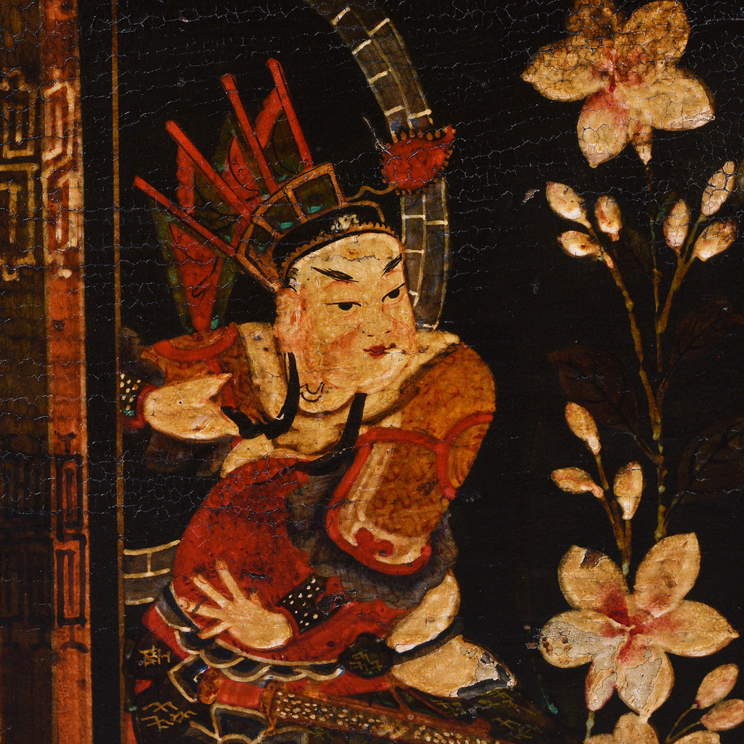 Paintwork Detail From Antique Painted Opera Chest From Shanxi - 19th Century | INDIGO ANTIQUES