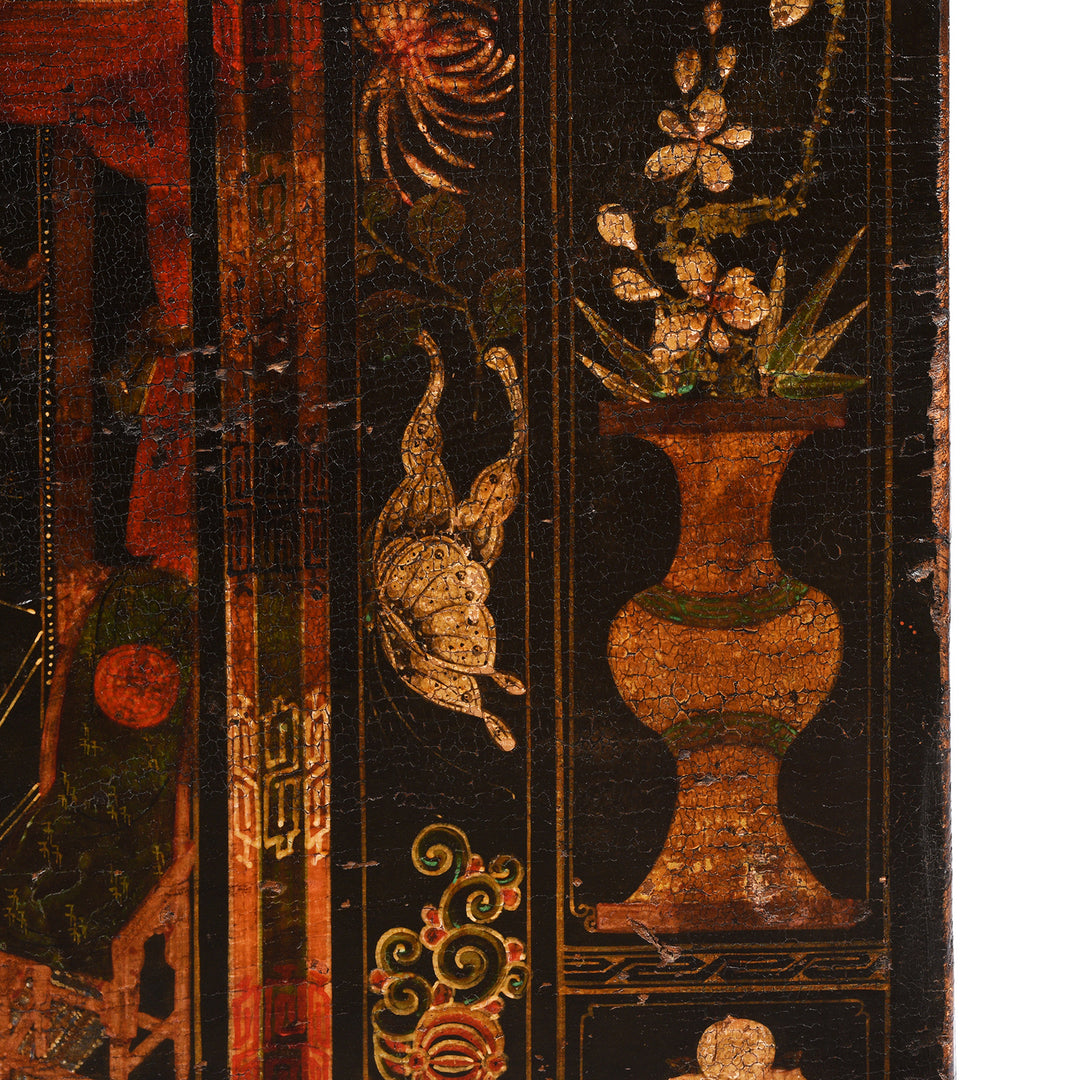 Paintwork Detail From Antique Painted Opera Chest From Shanxi - 19th Century | INDIGO ANTIQUES