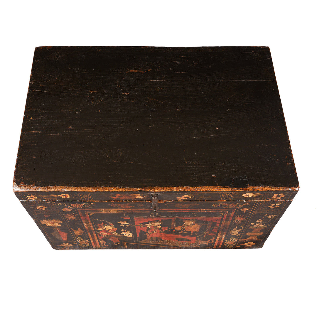 Top Down View Of Antique Painted Opera Chest From Shanxi - 19th Century | INDIGO ANTIQUES