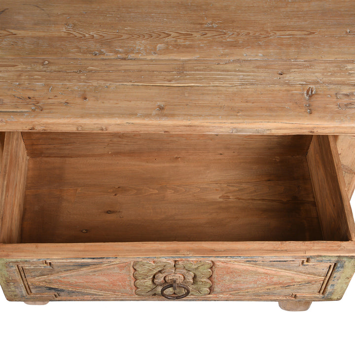 Drawer Detail From Antique Carved Elm Coffer Sideboard From Shanxi Province - 19th Century | Indigo Antiques