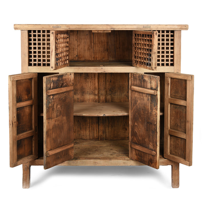 Open Doors View Of Antique Chinese Noodle Cabinet From Shandong - 19th Century | Indigo Antiques