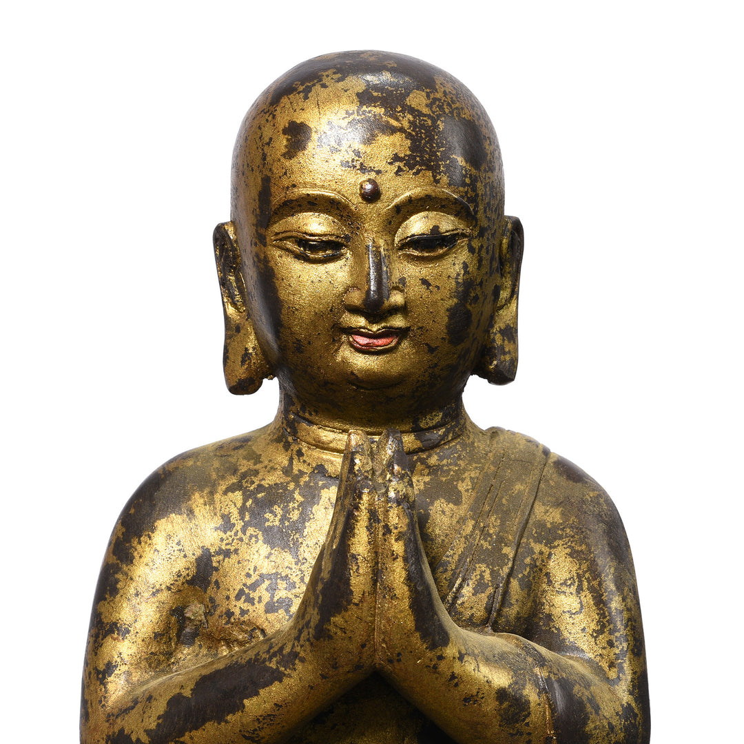 Face Detail From Praying Monk Statue | INDIGO ANTIQUES