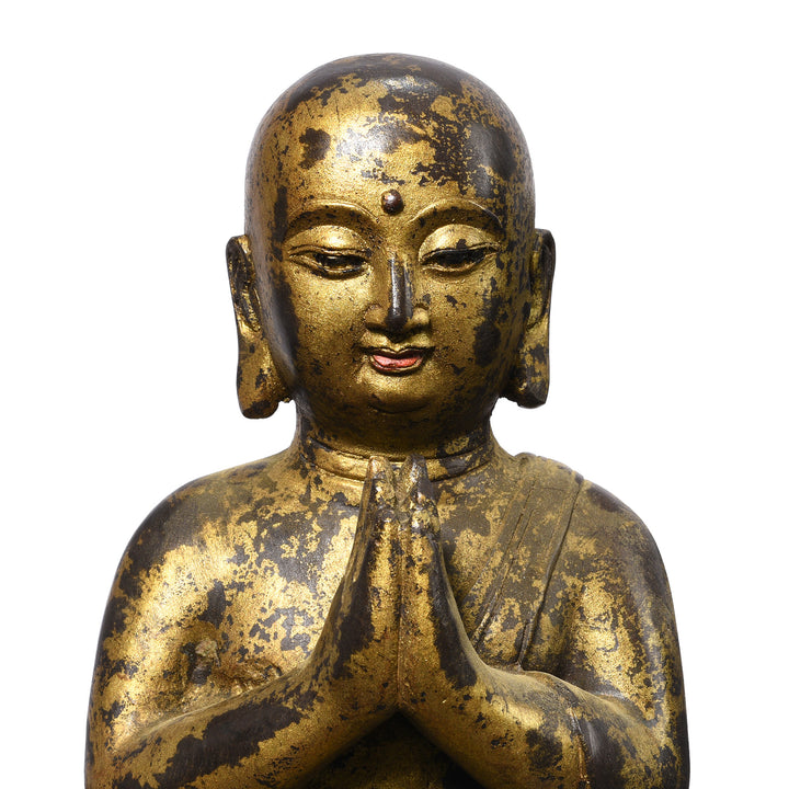 Face Detail From Praying Monk Statue | INDIGO ANTIQUES