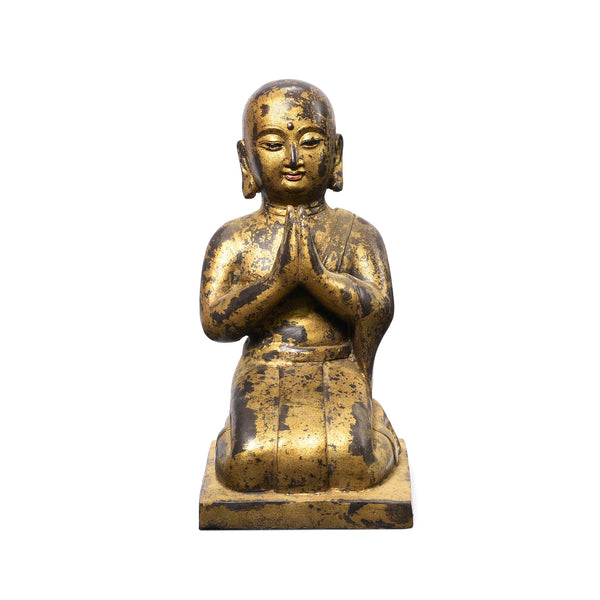 Kneeling Brass Monk Bookend