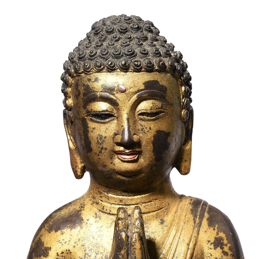 Face Detail From Praying Buddha Statue | INDIGO ANTIQUES