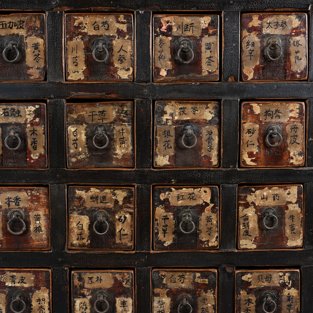 Detail From Antique Painted Apothecary Chest From Shanxi Province - 19th Century | Indigo Antiques