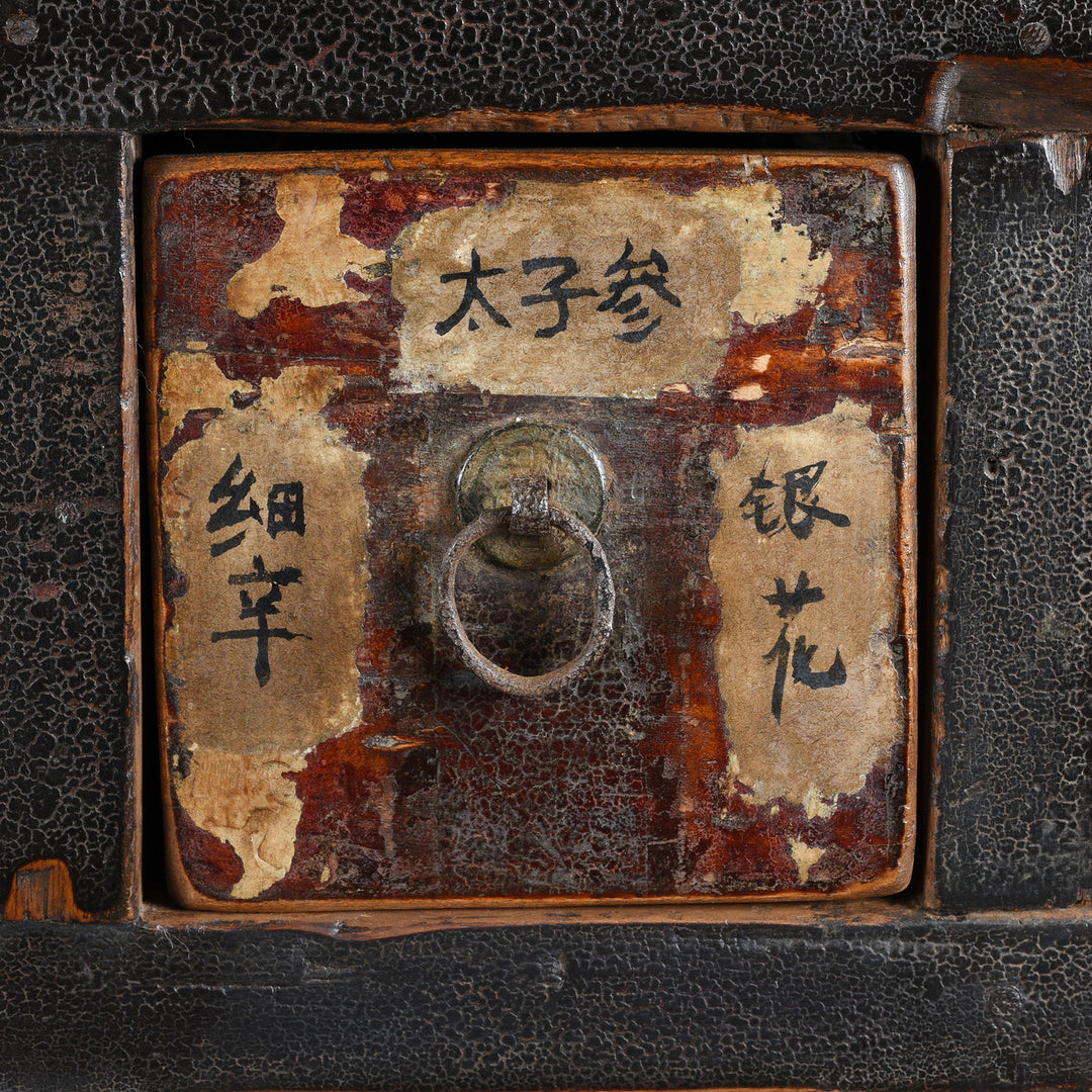 Drawer Detail From Antique Painted Apothecary Chest From Shanxi Province - 19th Century | Indigo Antiques
