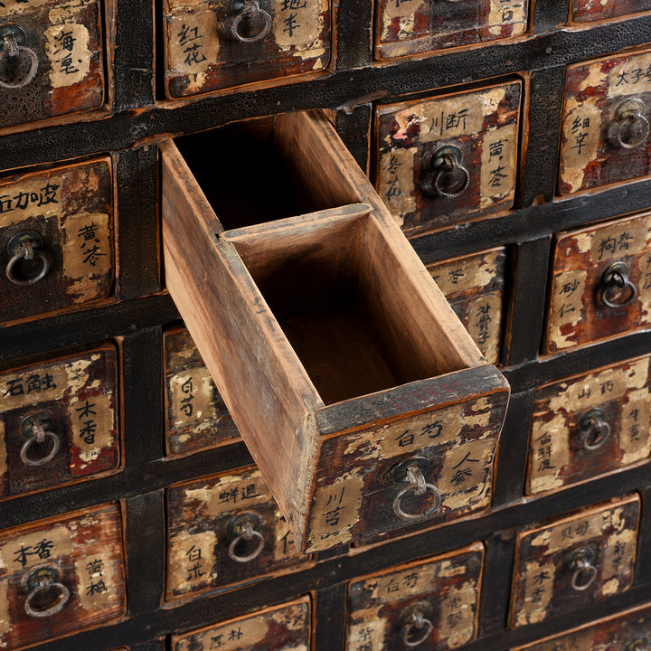Drawer Interior Of Antique Painted Apothecary Chest From Shanxi Province - 19th Century | Indigo Antiques