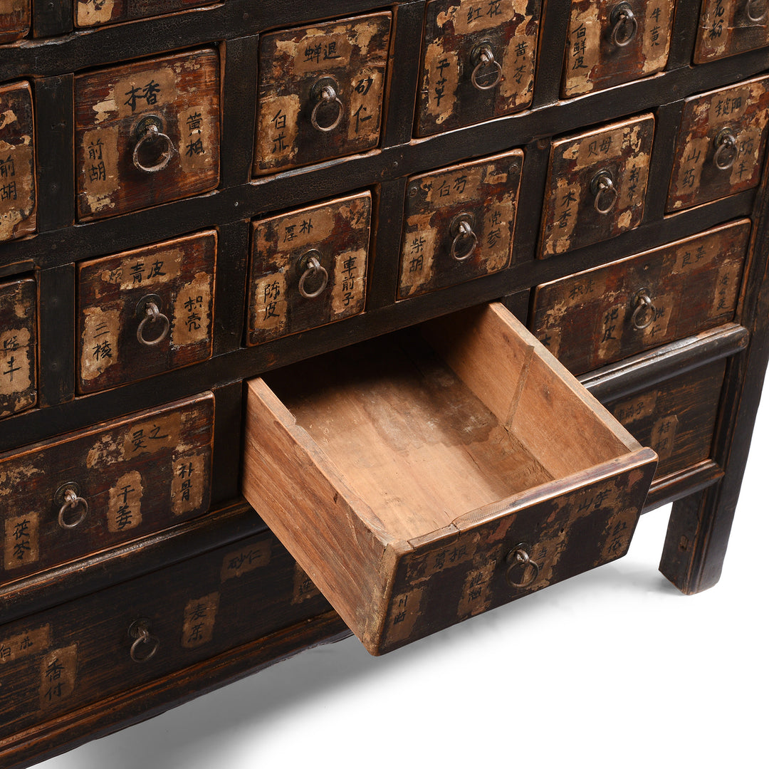 Drawer Detail From Antique Painted Apothecary Chest From Shanxi Province - 19th Century | Indigo Antiques