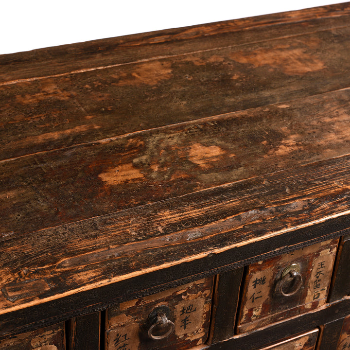 Surface Top Detail Form Antique Painted Apothecary Chest From Shanxi Province - 19th Century | Indigo Antiques