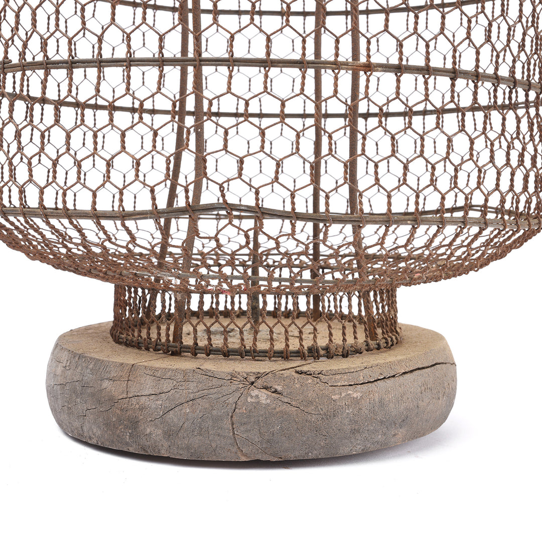 Base Detail From Antique Old Chinese Wire Lantern From Shanxi - Ca 1940's | Indigo Antiques