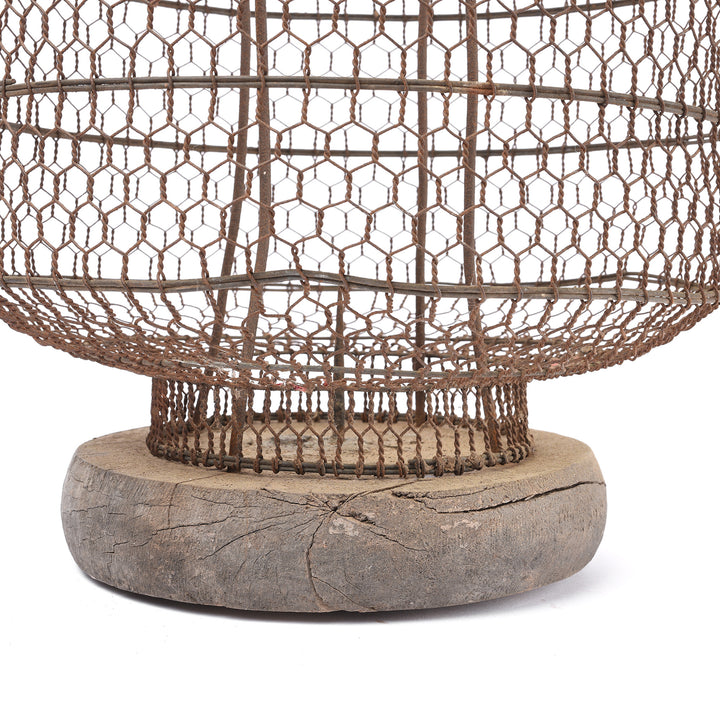 Base Detail From Antique Old Chinese Wire Lantern From Shanxi - Ca 1940's | Indigo Antiques
