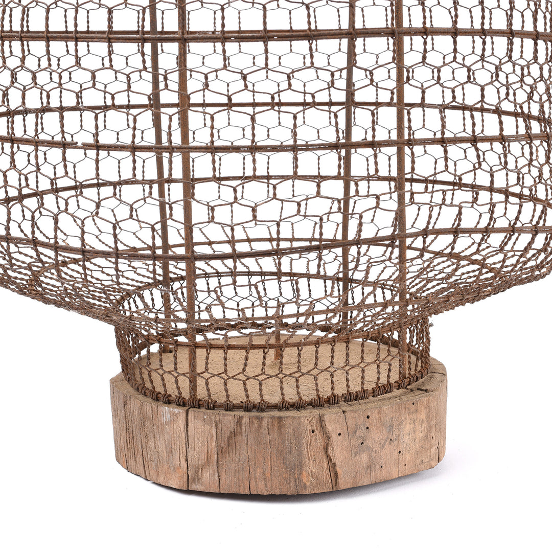 Base Detail From Antique Old Chinese Wire Lantern From Shanxi - Ca 1940's | Indigo Antiques