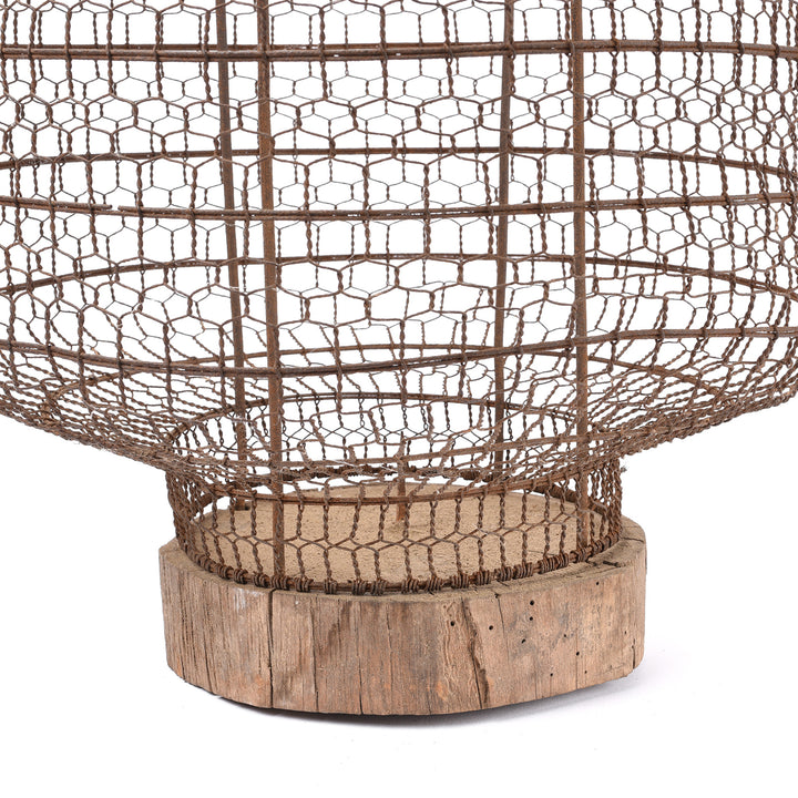 Base Detail From Antique Old Chinese Wire Lantern From Shanxi - Ca 1940's | Indigo Antiques