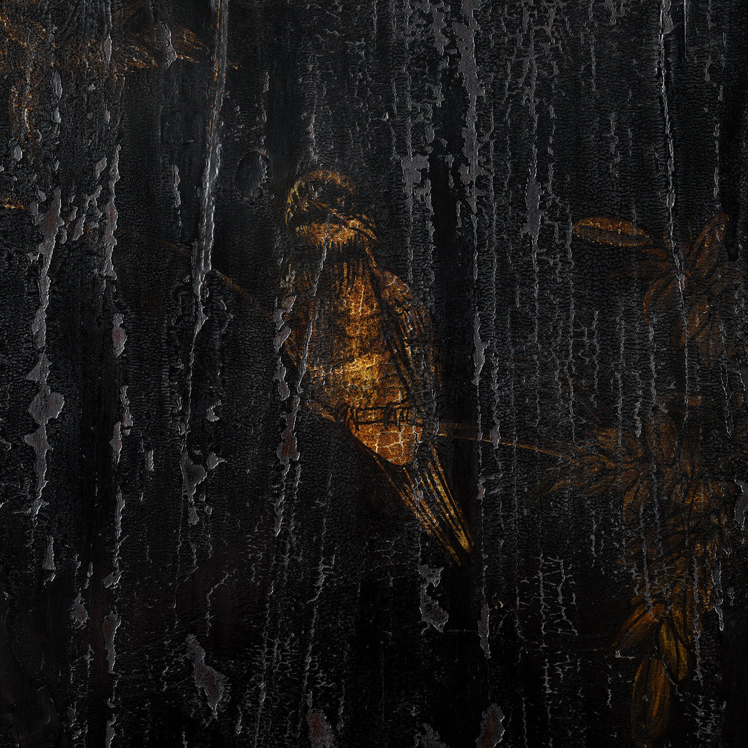 Bird Detail From Antique Chinese Black Lacquer Wedding Cabinet From Shanxi  -19th Century | Indigo Antiques