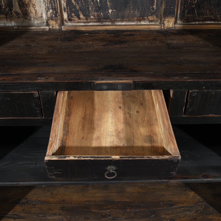 Drawer Detail From Antique Chinese Black Lacquer Wedding Cabinet From Shanxi  -19th Century | Indigo Antiques