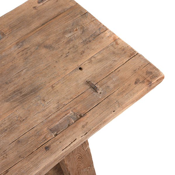 Farmhouse Bleached Elm Console Table With Shelf