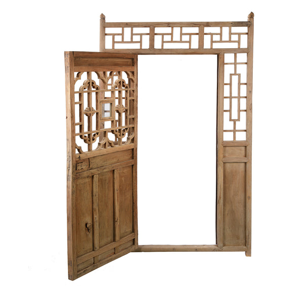 Bleached Chinese Lattice Doors From Shanxi - 19th Century