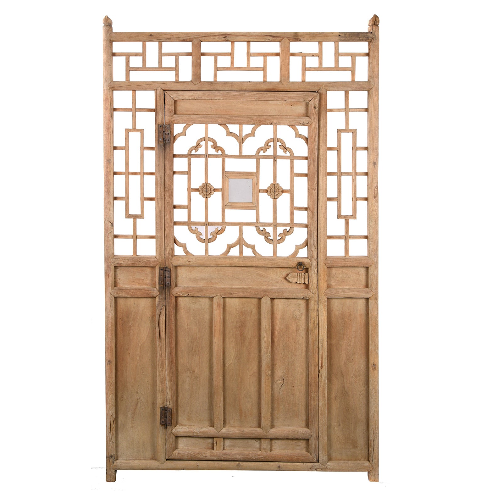 Bleached Chinese Lattice Door From Shanxi - 19th Century