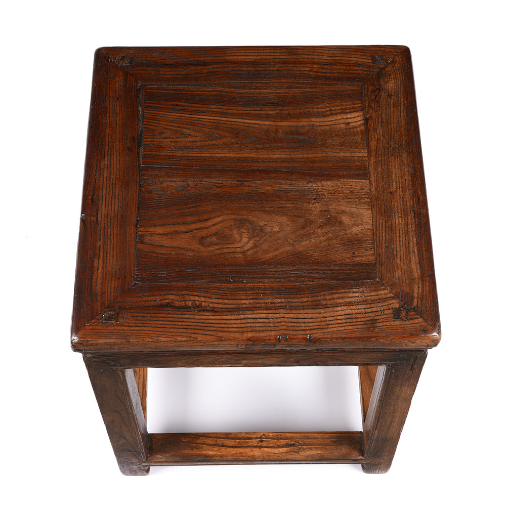 Top Down View Of Antique Pair Of Red Elm Side Tables From Shanxi - 19th Century | Indigo Antiques