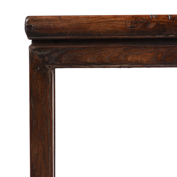 Corner Detail From Antique Pair Of Red Elm Side Tables From Shanxi - 19th Century | Indigo Antiques