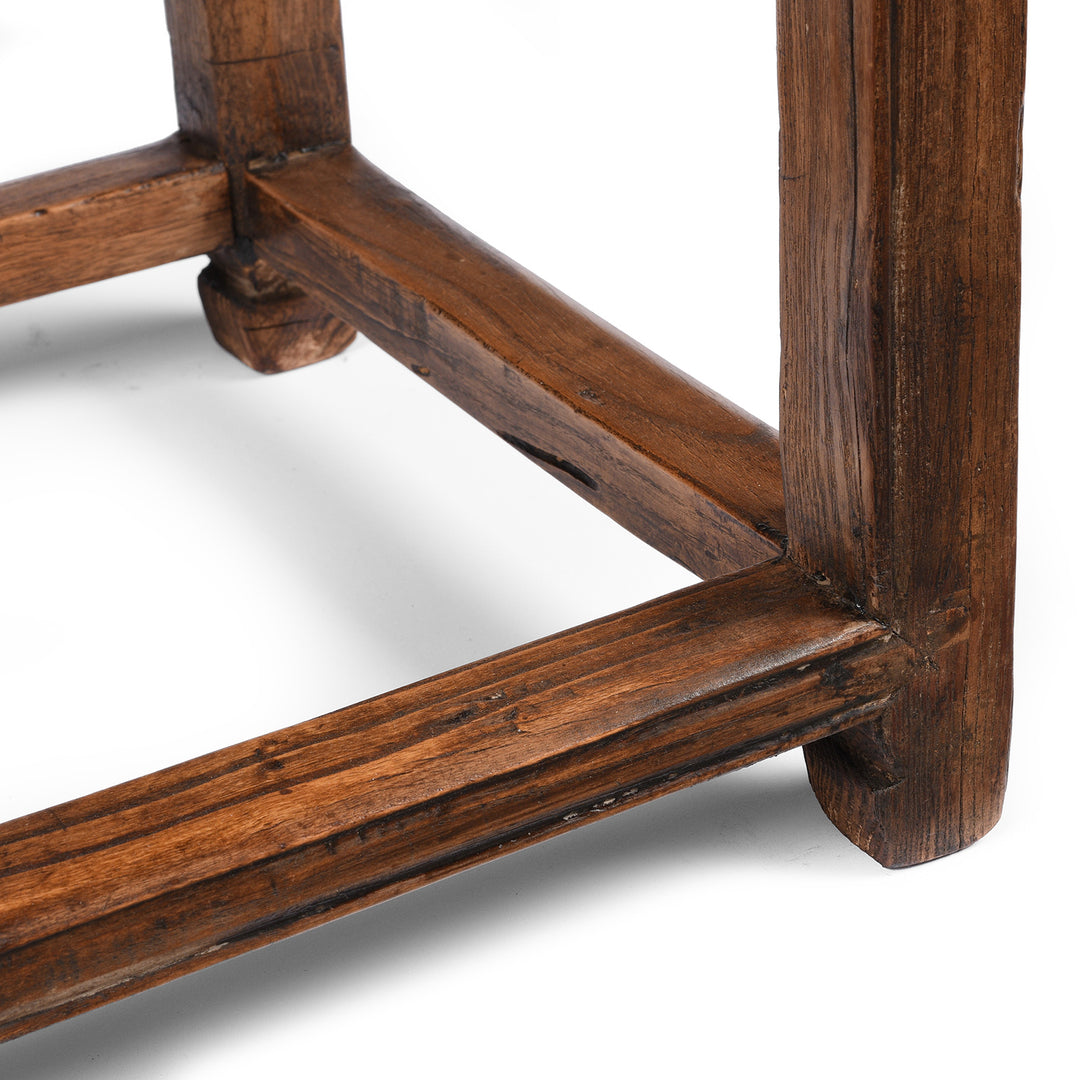 Leg View Of Antique Pair Of Red Elm Side Tables From Shanxi - 19th Century | Indigo Antiques