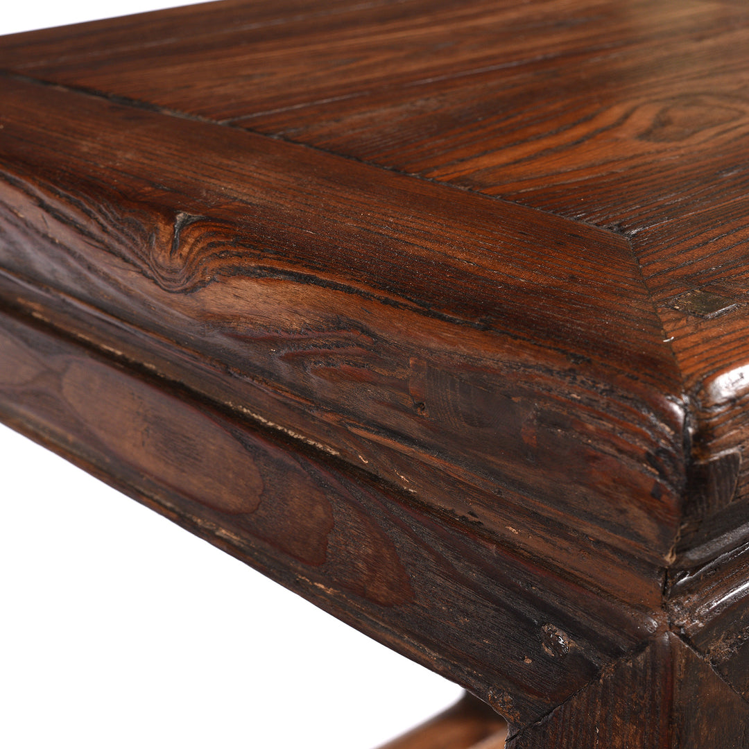 Grain Detail From Antique Pair Of Red Elm Side Tables From Shanxi - 19th Century | Indigo Antiques