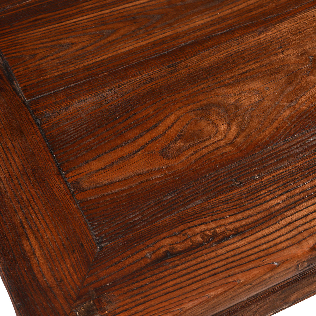 Grain Detail From Antique Pair Of Red Elm Side Tables From Shanxi - 19th Century | Indigo Antiques