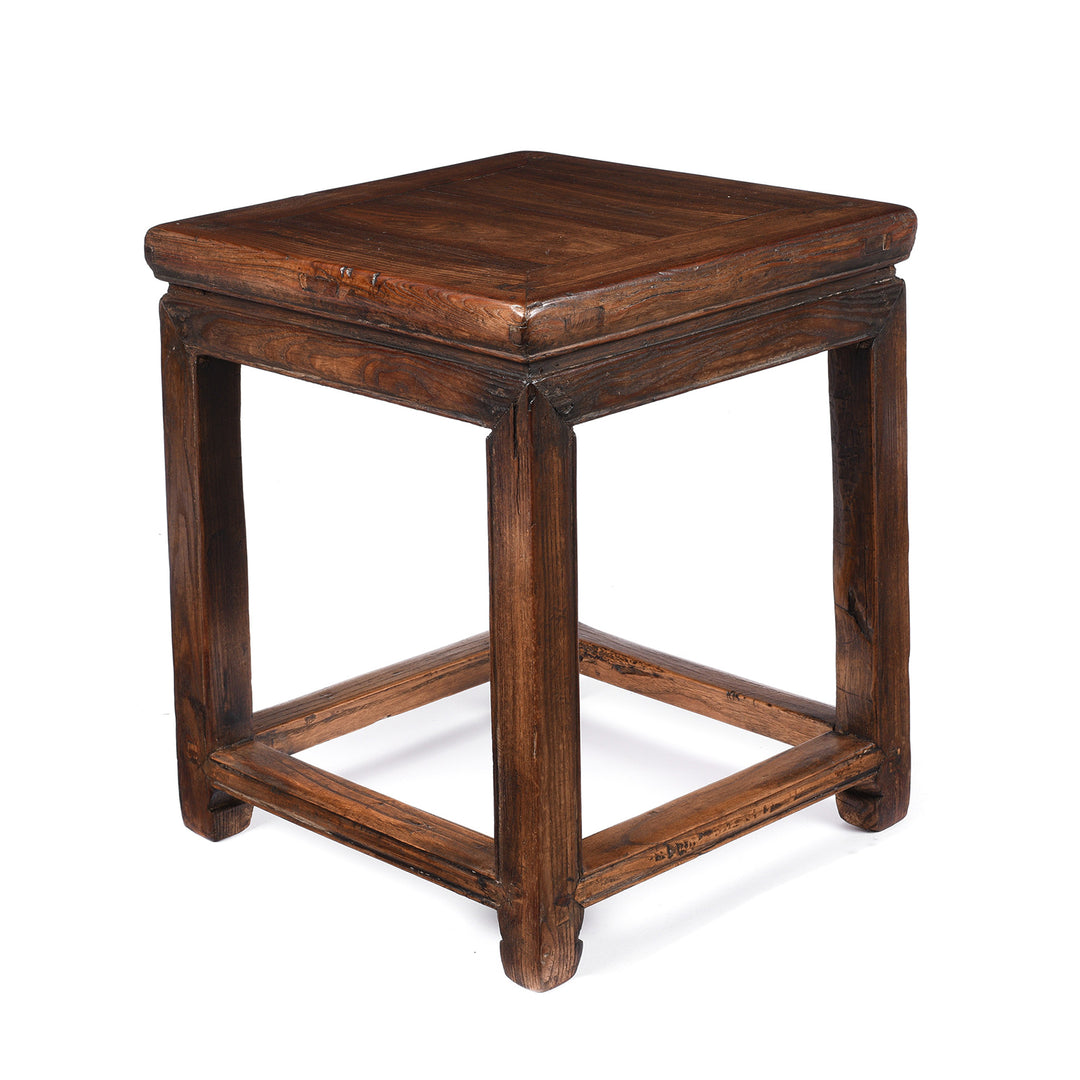 Angled View Of Antique Pair Of Red Elm Side Tables From Shanxi - 19th Century | Indigo Antiques