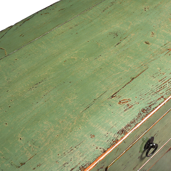 Surface Top View Of Reproduction Green Lacquer 2 Door Sideboard - Hebei Style | Indigo Antiques