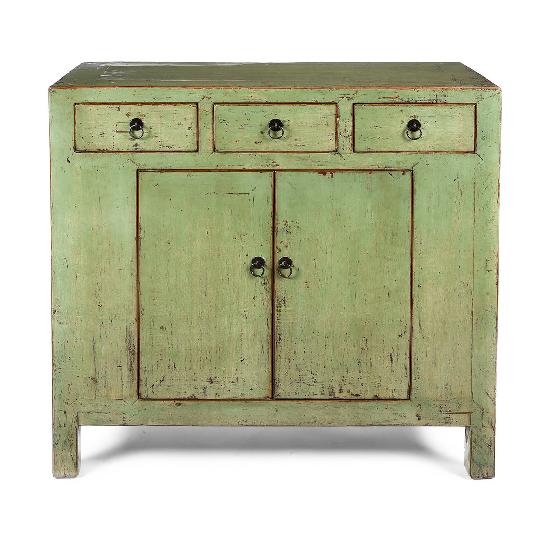 Reproduction Green Lacquer 2 Door Sideboard - Hebei Style | Indigo Antiques