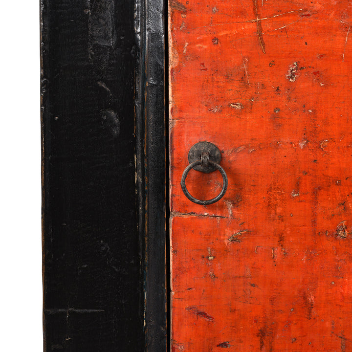 Handle Detail From Antique Painted Mongolian Side Cabinet - Late 19th Century | Indigo Antiques