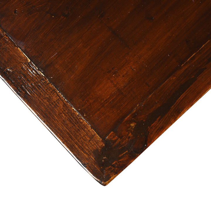 Corner detail of an Antique Red Lacquer Chinese Dongbei Sideboard- Ca 1920