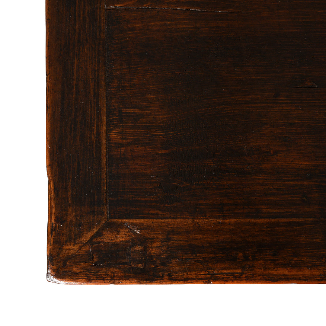 Surface Detail From Antique Red Lacquer Chinese Sideboard From Dongbei - Ca 1920 | INDIGO ANTIQUES