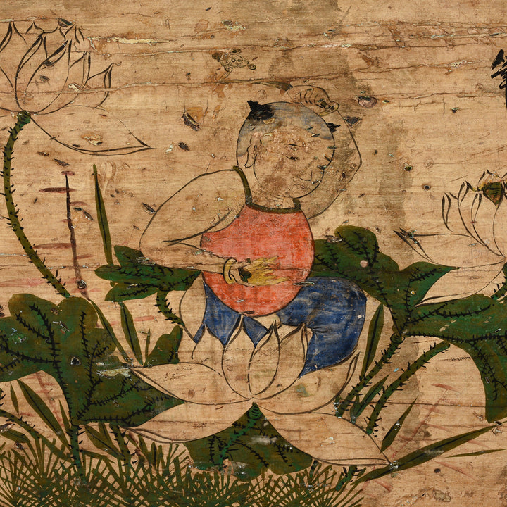 CHaracter Detail From Antique Painted Mongolian Grain Store Sideboard - 19th Century | Indigo Antiques
