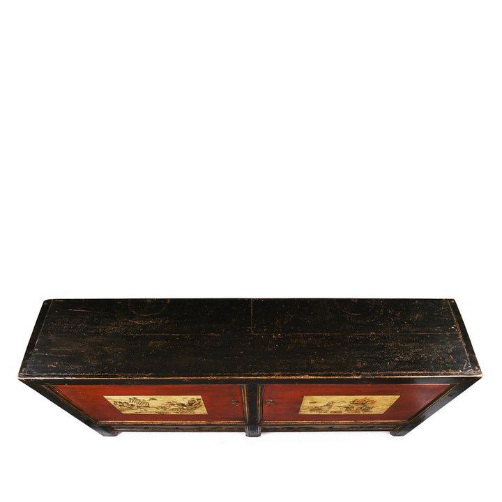 Top Down View Of Antique Painted Mongolian Grain Store Sideboard - 19th Century | Indigo Antiques